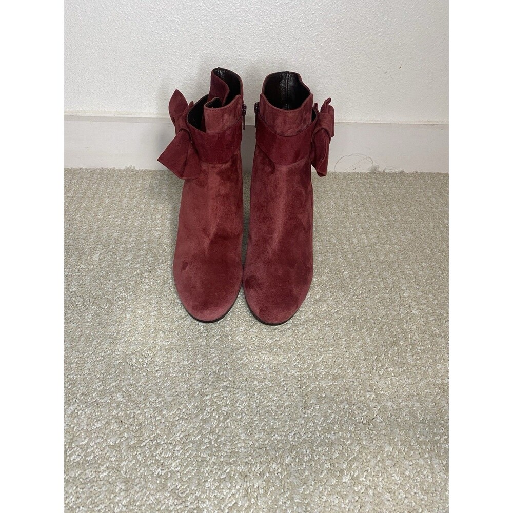 White Mountain Women's Wine Red Block Heel Booties Suedette Size 39